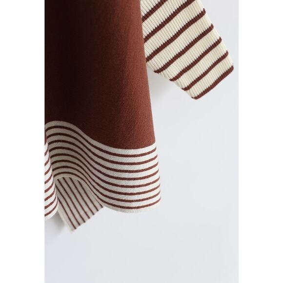 S/M LIE IN CARAMEL FIELDS STRIPED OVERSIZE KNIT CAPE SWEATER nwt 70$ Women’s - Picture 3 of 10